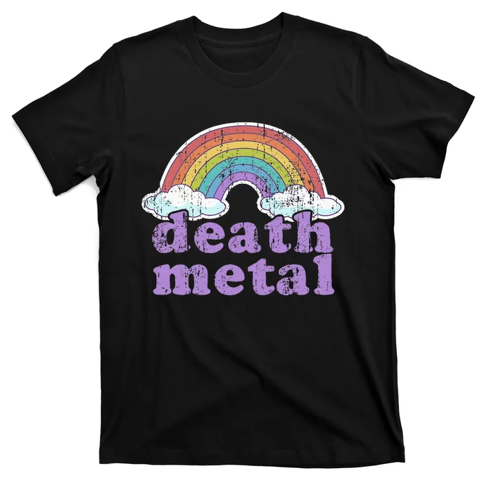 DEATH METAL Rainbow Funny Retro Vintage Love Music Metalhead T-Shirt