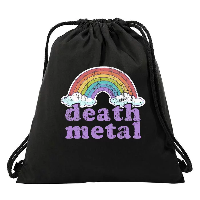 DEATH METAL Rainbow Funny Retro Vintage Love Music Metalhead Drawstring Bag