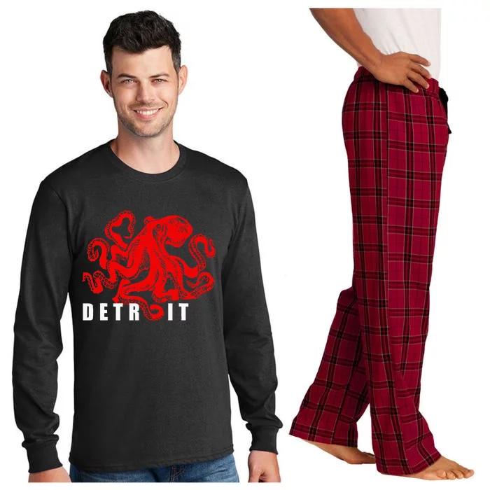 Detroit Michigan Souvenir Octopus Kraken Detroit Long Sleeve Pajama Set