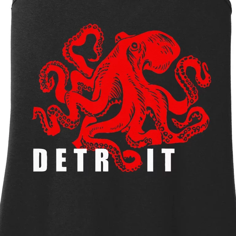 Detroit Michigan Souvenir Octopus Kraken Detroit Ladies Essential Tank