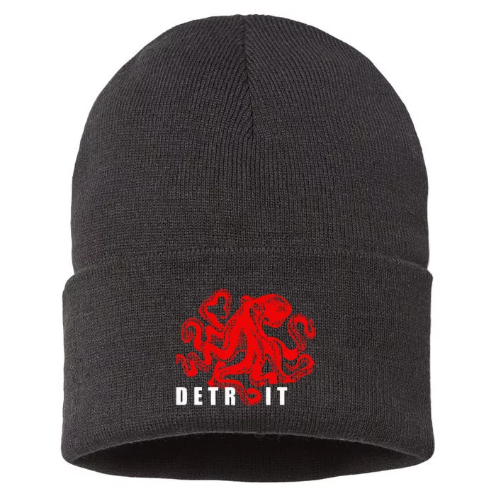 Detroit Michigan Souvenir Octopus Kraken Detroit Sustainable Knit Beanie