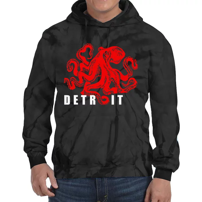 Detroit Michigan Souvenir Octopus Kraken Detroit Tie Dye Hoodie