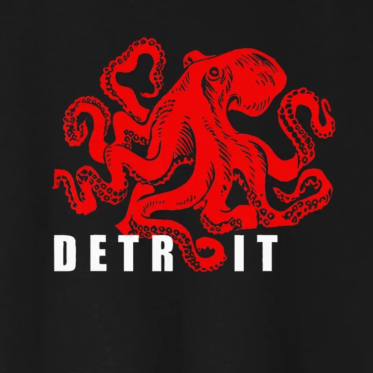 Detroit Michigan Souvenir Octopus Kraken Detroit Women's Crop Top Tee