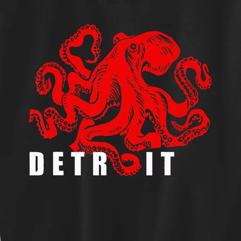 Detroit Michigan Souvenir Octopus Kraken Detroit Kids Sweatshirt