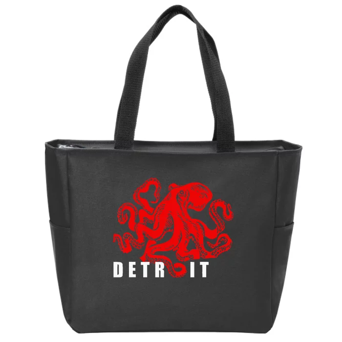 Detroit Michigan Souvenir Octopus Kraken Detroit Zip Tote Bag