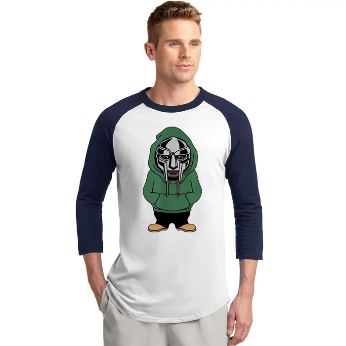 Doom Mask Super Villain All Caps Rap Baseball Sleeve Shirt