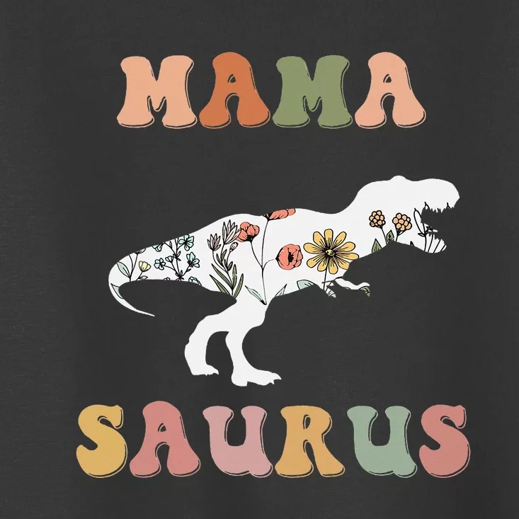 Dinosaur Mama Saurus Family Matching Flower Toddler T-Shirt