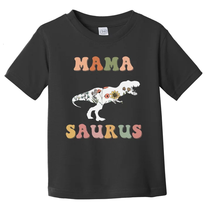 Dinosaur Mama Saurus Family Matching Flower Toddler T-Shirt