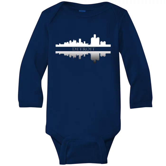 Detroit Mirrored Skyline Baby Long Sleeve Bodysuit