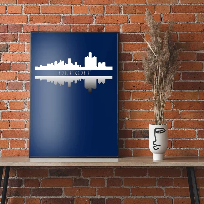 Detroit Mirrored Skyline Poster