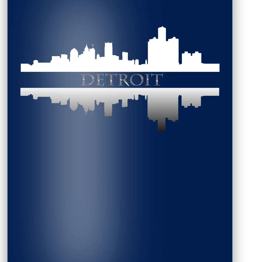 Detroit Mirrored Skyline Poster