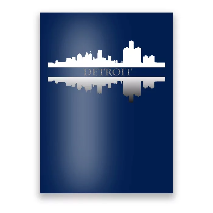 Detroit Mirrored Skyline Poster