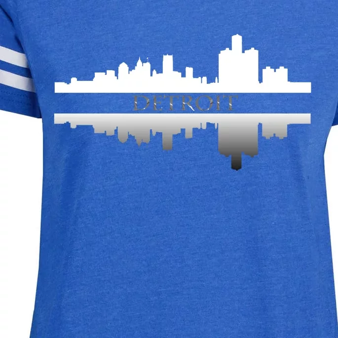 Detroit Mirrored Skyline Enza Ladies Jersey Football T-Shirt