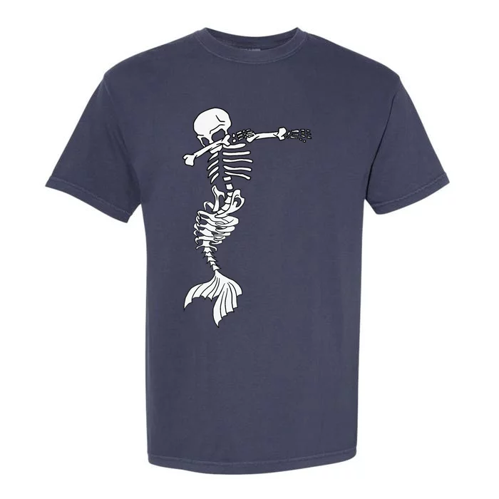 Dabbing Mermaid Skeleton Halloween Creepy Dab Spooky Garment-Dyed Heavyweight T-Shirt