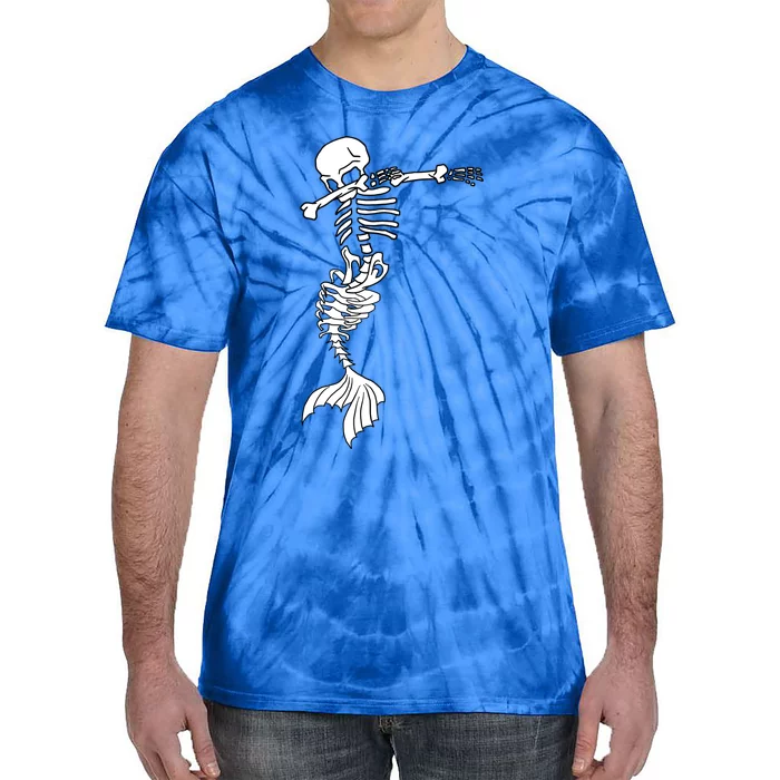 Dabbing Mermaid Skeleton Halloween Creepy Dab Dance Humor Gift Tie-Dye T-Shirt