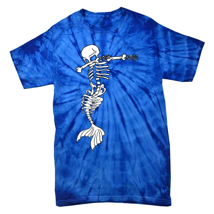 Dabbing Mermaid Skeleton Halloween Creepy Dab Dance Humor Gift Tie-Dye T-Shirt