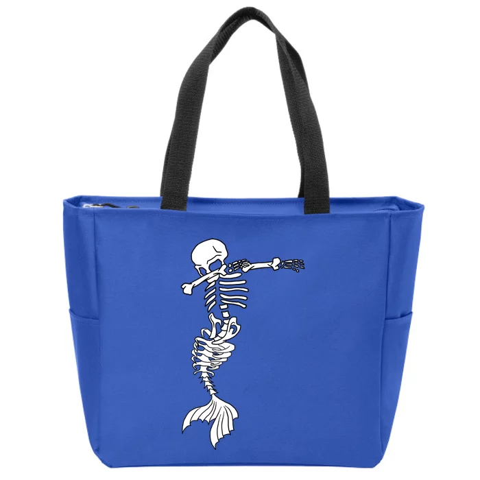 Dabbing Mermaid Skeleton Halloween Creepy Dab Dance Humor Gift Zip Tote Bag