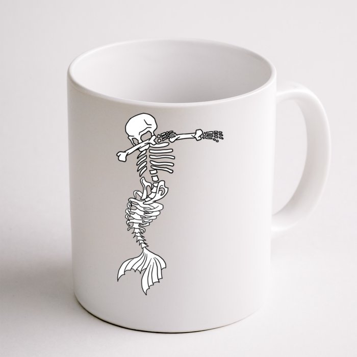 Dabbing Mermaid Skeleton Halloween Creepy Dab Dance Humor Gift Front & Back Coffee Mug