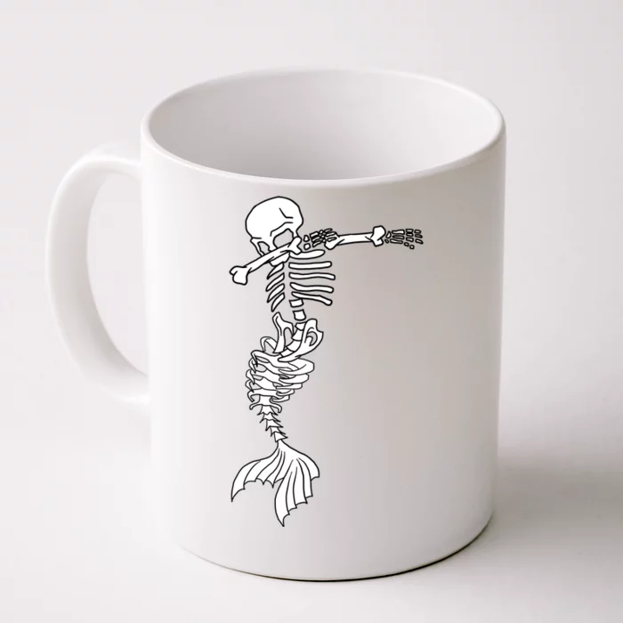 Dabbing Mermaid Skeleton Halloween Creepy Dab Dance Humor Gift Front & Back Coffee Mug