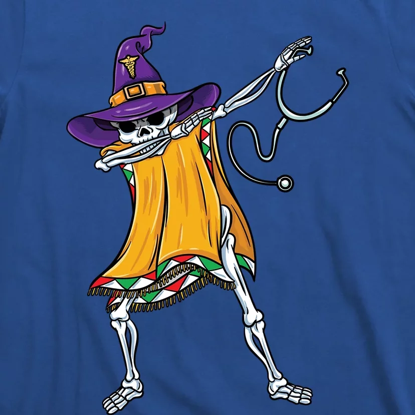 Dabbing Mexican Skeleton Nurse Halloween Gift T-Shirt