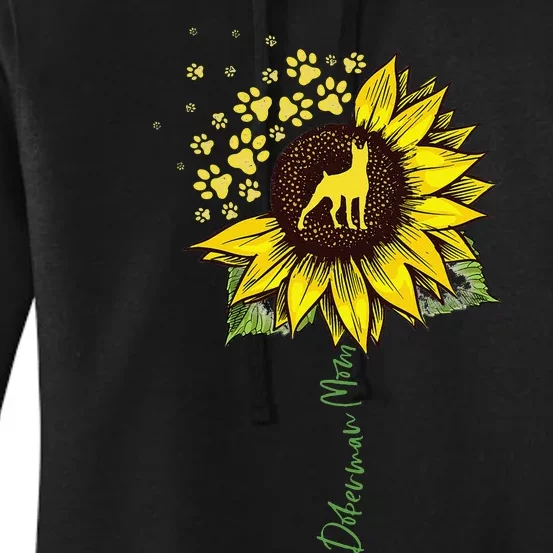 Doberman Mom Sunflower Doberman Pinscher Gifts Dog Mom Mama Women's Pullover Hoodie