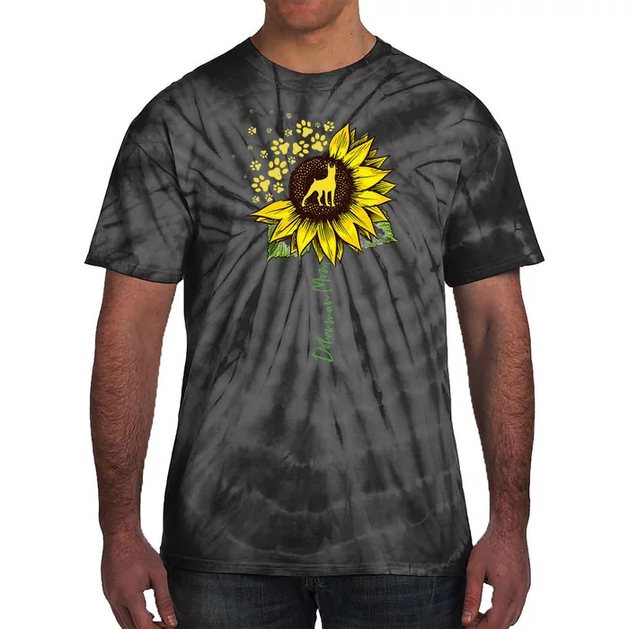 Doberman Mom Sunflower Doberman Pinscher Gifts Dog Mom Mama Tie-Dye T-Shirt