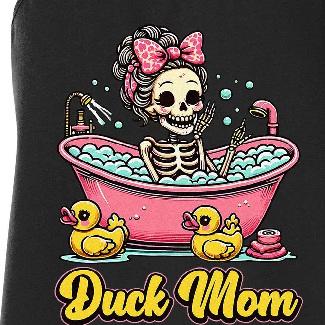 Duck Mom Skeleton Funny Bath Time Halloween Women's Racerback Tank