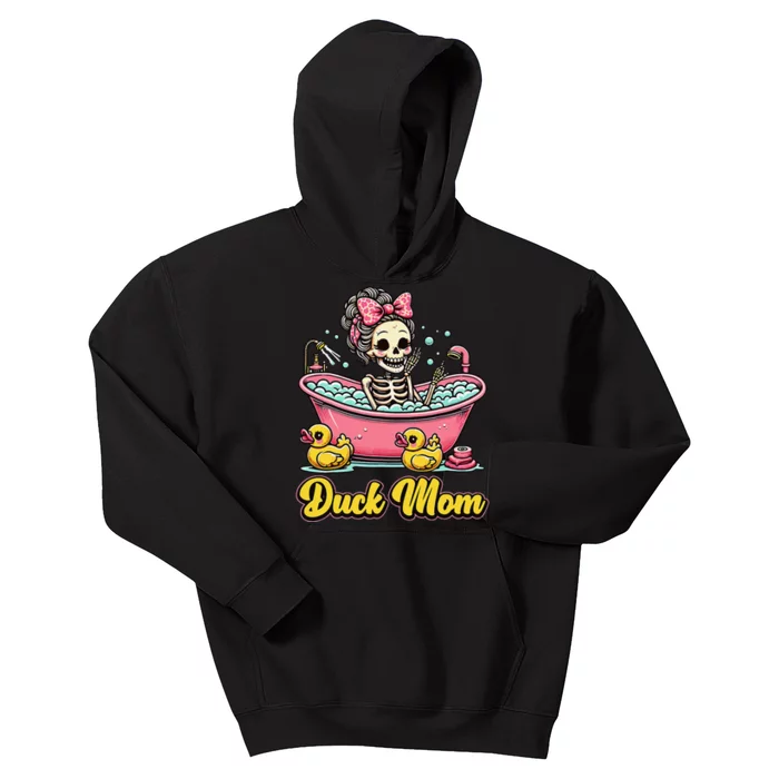 Duck Mom Skeleton Funny Bath Time Halloween Kids Hoodie