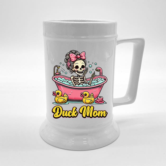 Duck Mom Skeleton Funny Bath Time Halloween Front & Back Beer Stein