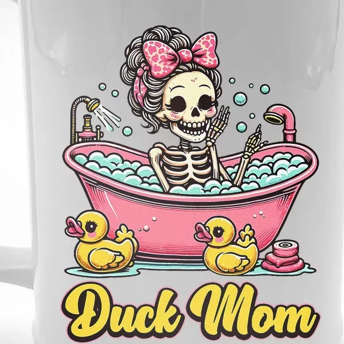 Duck Mom Skeleton Funny Bath Time Halloween Front & Back Beer Stein