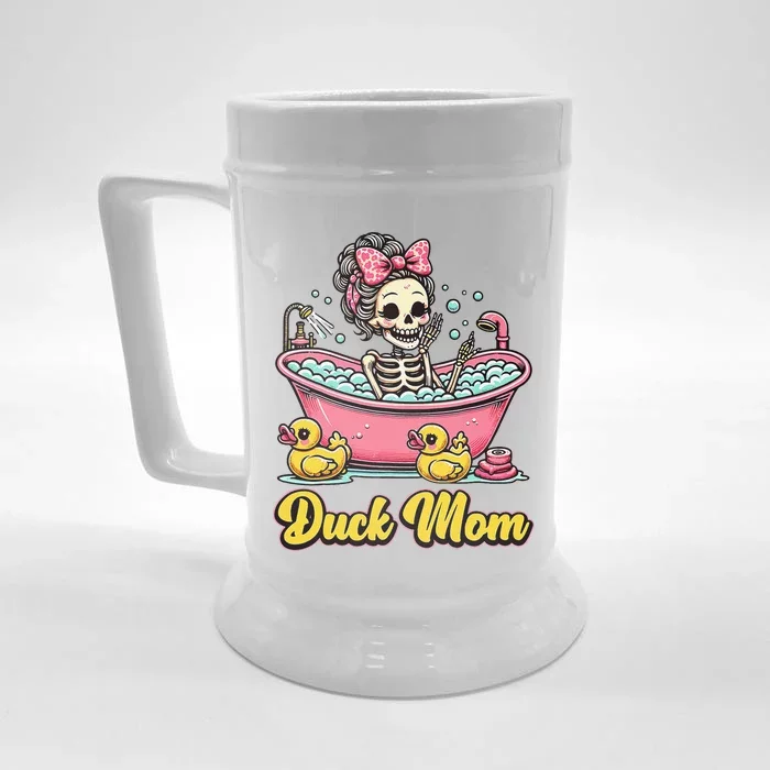 Duck Mom Skeleton Funny Bath Time Halloween Front & Back Beer Stein