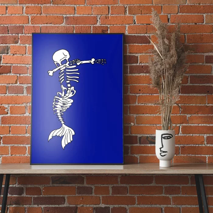 Dabbing Mermaid Skeleton Halloween Creepy Dab Dance Humor Funny Gift Poster