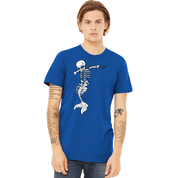 Dabbing Mermaid Skeleton Halloween Creepy Dab Dance Humor Funny Gift Premium T-Shirt