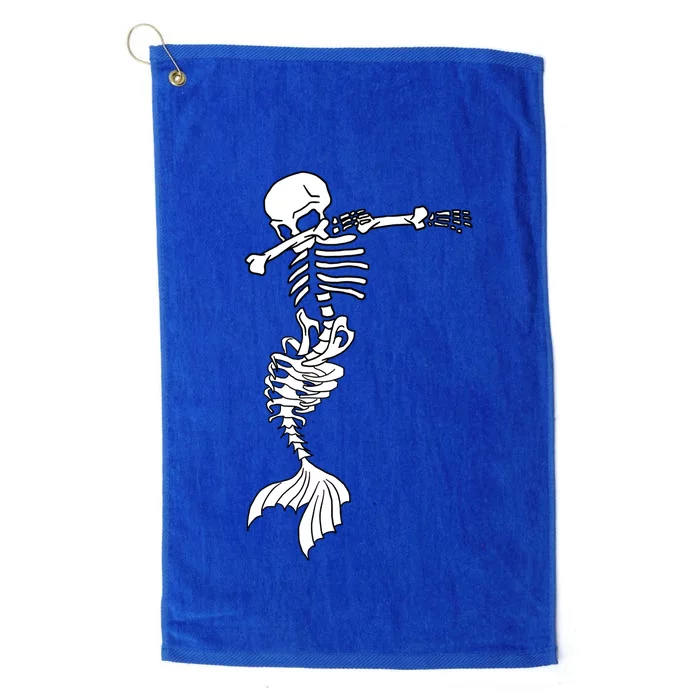 Dabbing Mermaid Skeleton Halloween Creepy Dab Dance Humor Funny Gift Platinum Collection Golf Towel