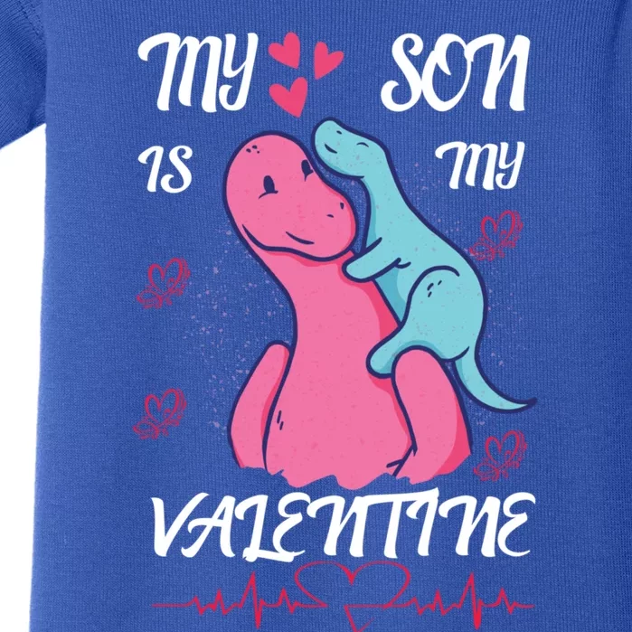 Dinsaurus My Son Is My Love Valentine's Day Red Hearts Gift Baby Bodysuit