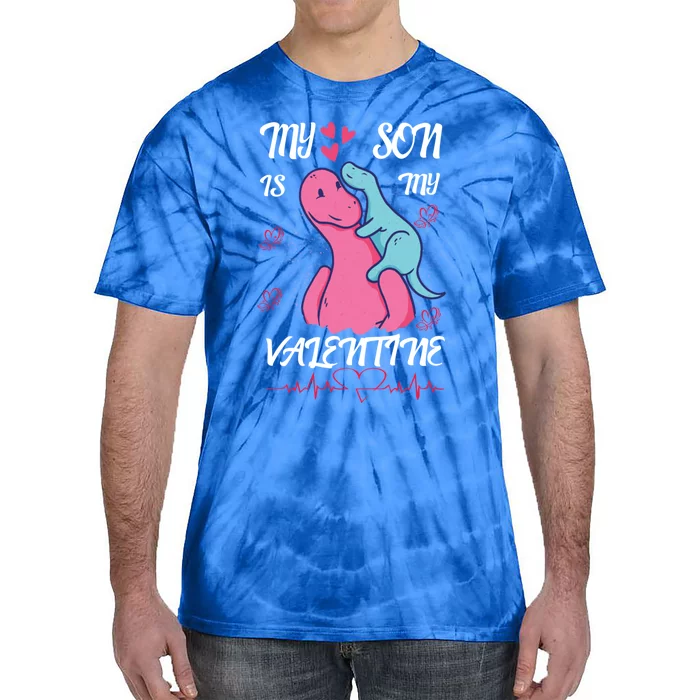 Dinsaurus My Son Is My Love Valentine's Day Red Hearts Gift Tie-Dye T-Shirt