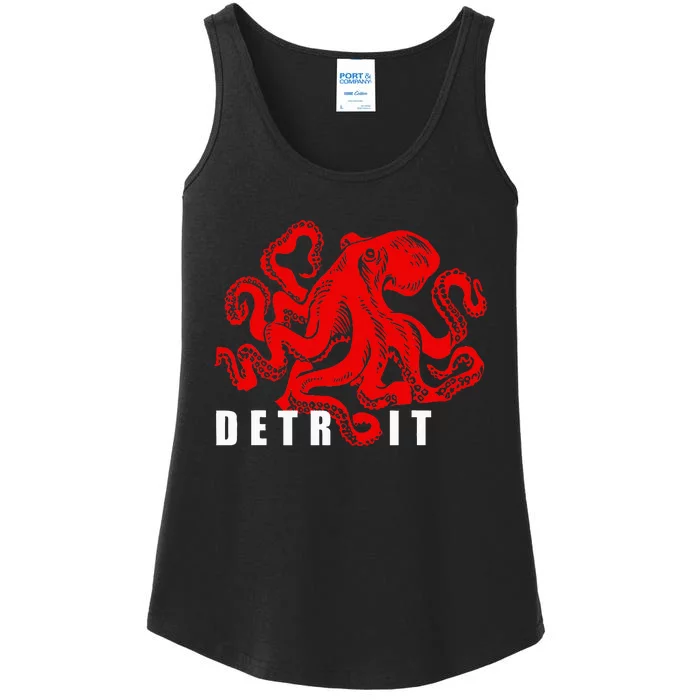 Detroit Michigan Souvenir Octopus Kraken Detroit Ladies Essential Tank