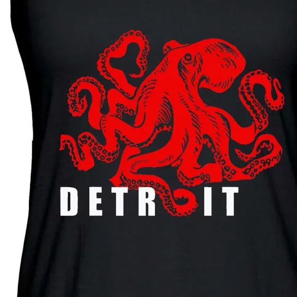 Detroit Michigan Souvenir Octopus Kraken Detroit Ladies Essential Flowy Tank