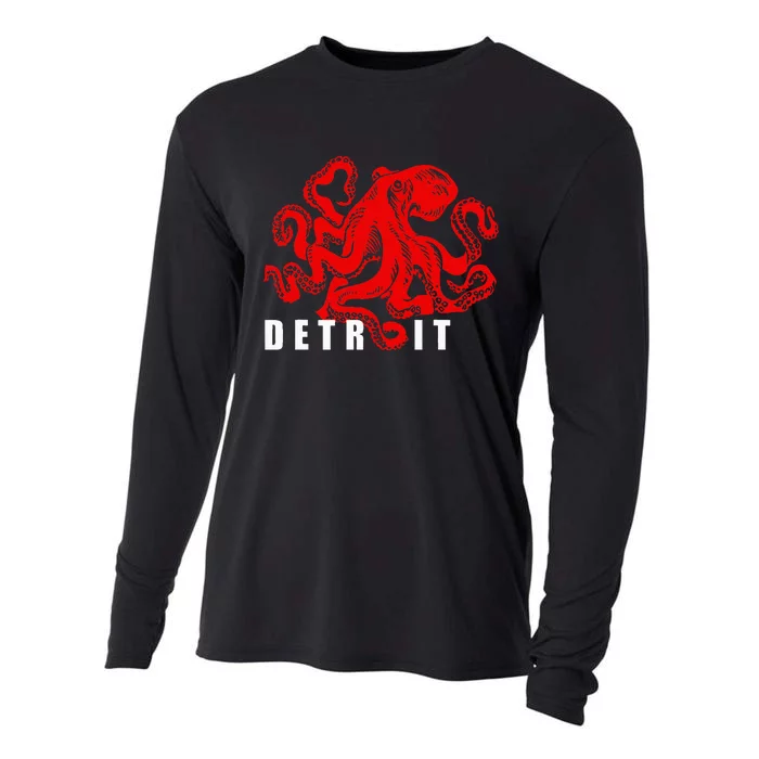 Detroit Michigan Souvenir Octopus Kraken Detroit Cooling Performance Long Sleeve Crew