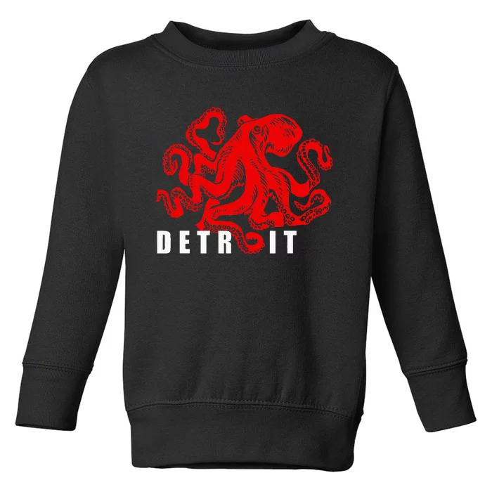 Detroit Michigan Souvenir Octopus Kraken Detroit Toddler Sweatshirt