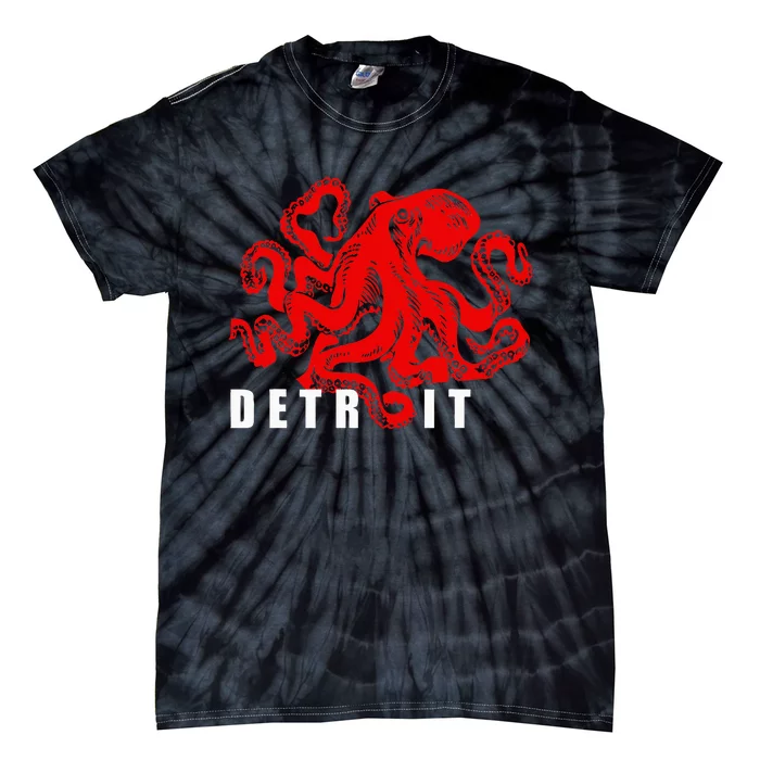 Detroit Michigan Souvenir Octopus Kraken Detroit Tie-Dye T-Shirt