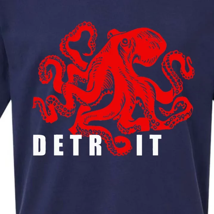 Detroit Michigan Souvenir Octopus Kraken Detroit Sueded Cloud Jersey T-Shirt