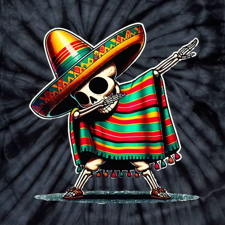 Dabbing Mexican Skeleton Poncho Cinco De Mayo LetS Fiesta Tie-Dye T-Shirt