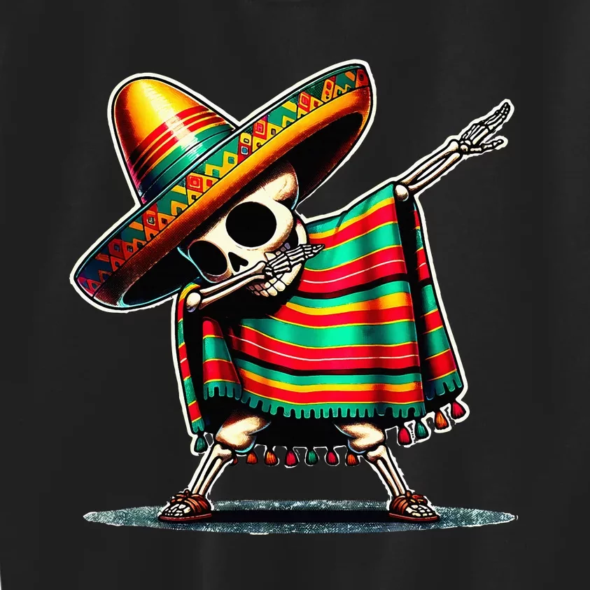 Dabbing Mexican Skeleton Poncho Cinco De Mayo LetS Fiesta Kids Sweatshirt