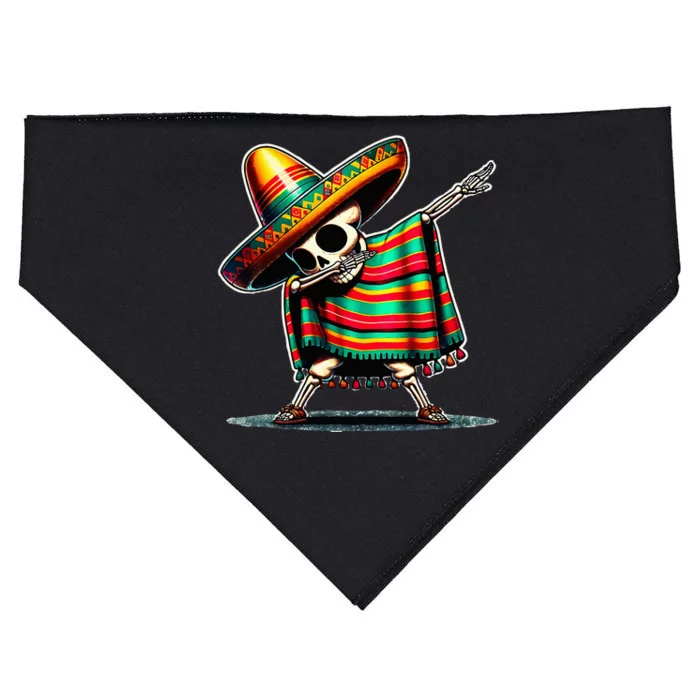 Dabbing Mexican Skeleton Poncho Cinco De Mayo LetS Fiesta USA-Made Doggie Bandana