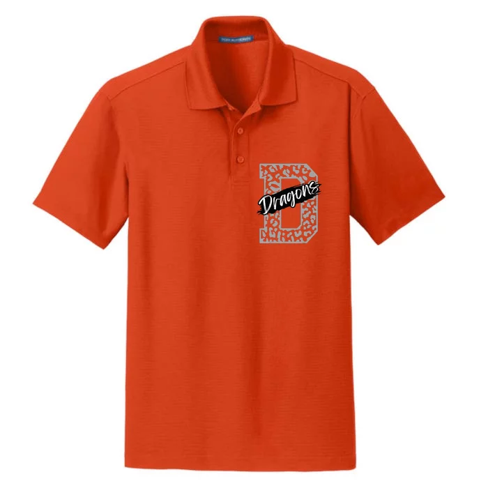 Dragons Mascot School Sports Spirit Games Day Sport Fan Team Dry Zone Grid Performance Polo