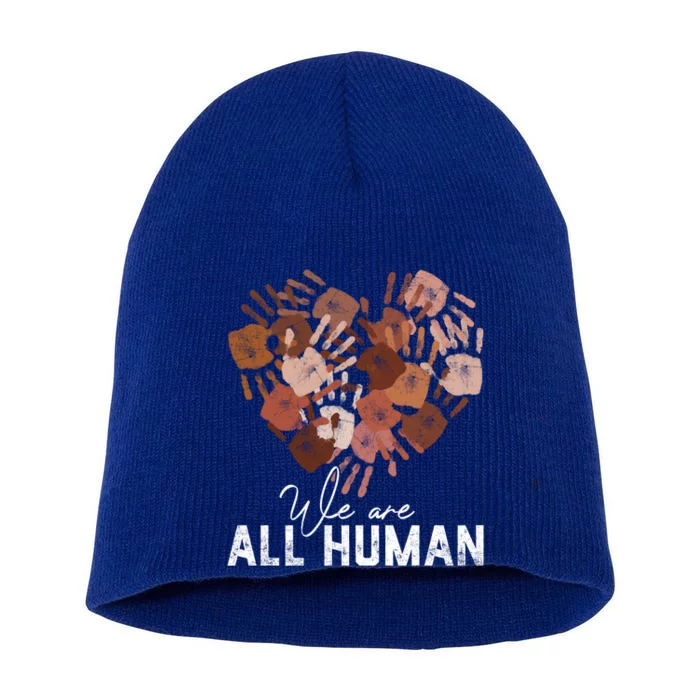 Diversity Melanin Skin Tone Hand Heart We Are All Hu Gift Short Acrylic Beanie