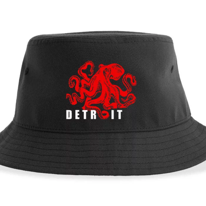 Detroit Michigan Souvenir Octopus Kraken Sustainable Bucket Hat