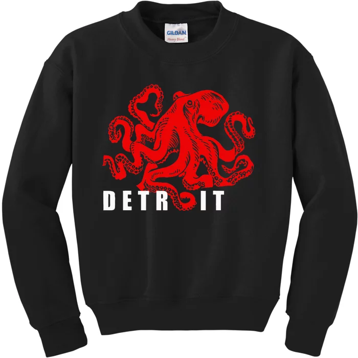 Detroit Michigan Souvenir Octopus Kraken Kids Sweatshirt