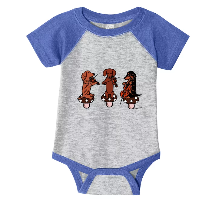 Dachshund Musicians String Trio Infant Baby Jersey Bodysuit